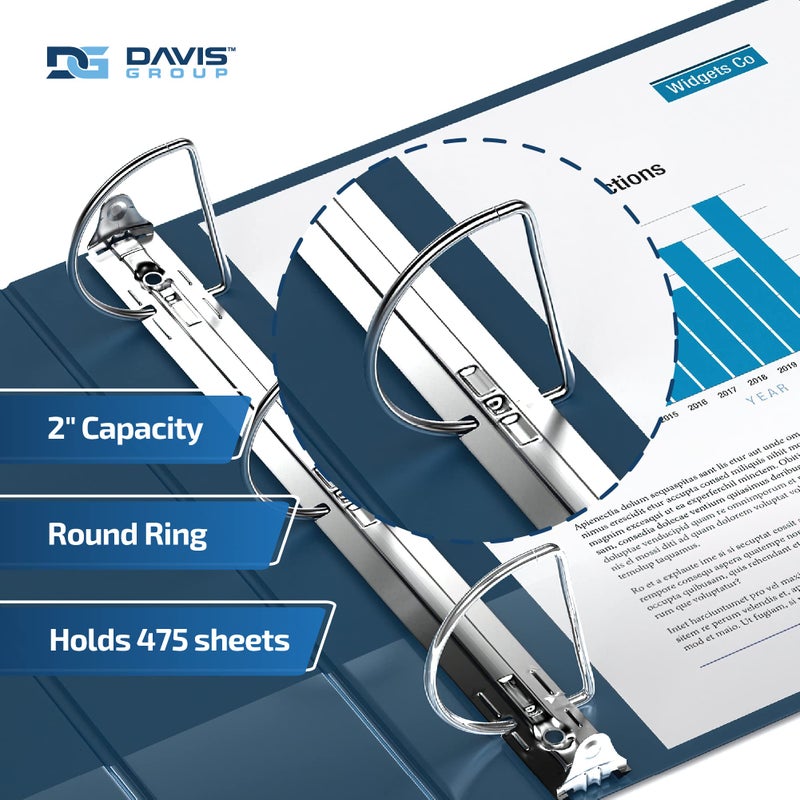 Davis Group Premium Economy 6-Pack 3-Ring Binders for School or Office, D-Ring Binders, 2 Inch, Navy Blue - Image 2